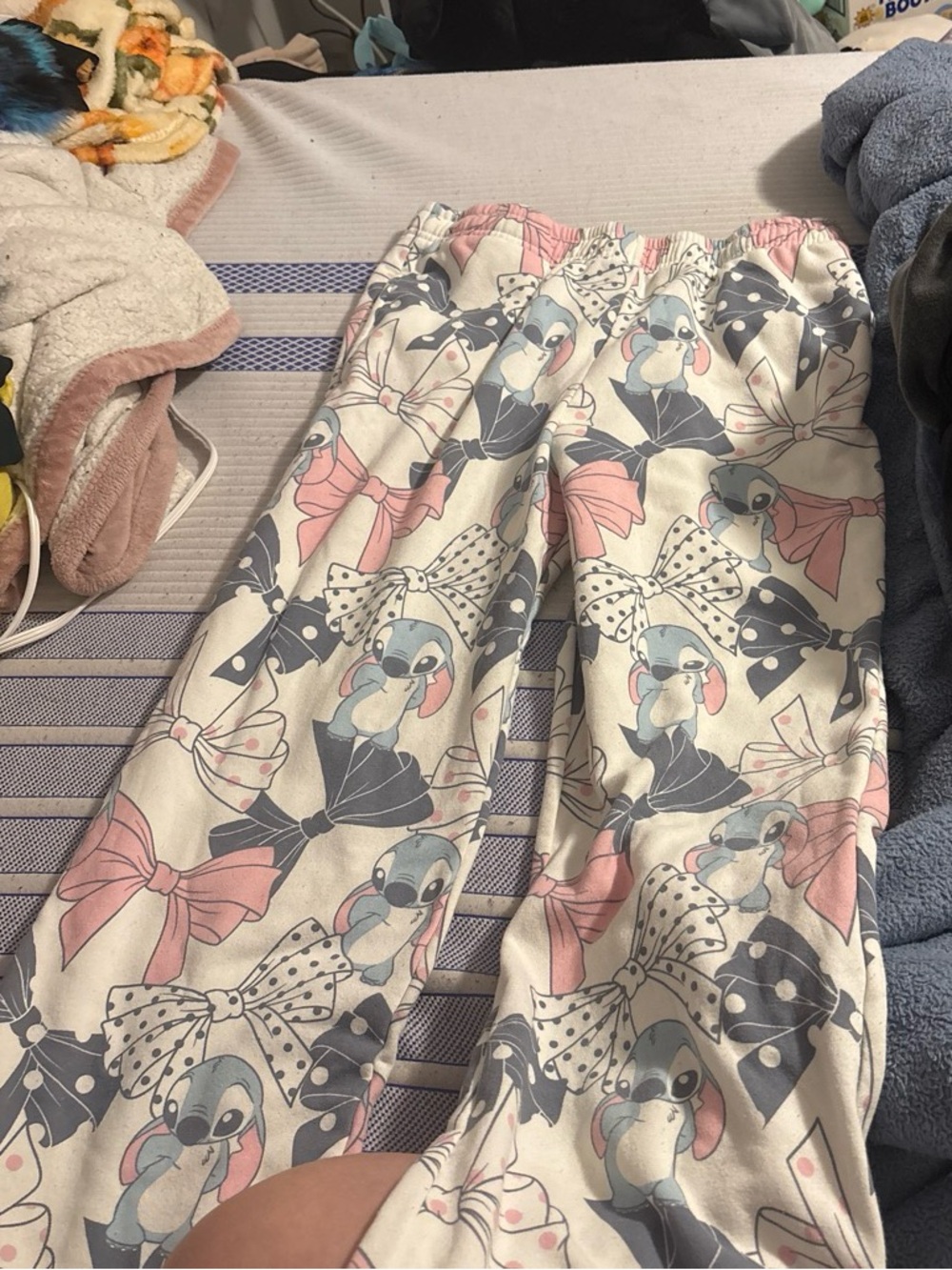 Stitch Pajama Pants with Pink & Blue Bow and Character Print